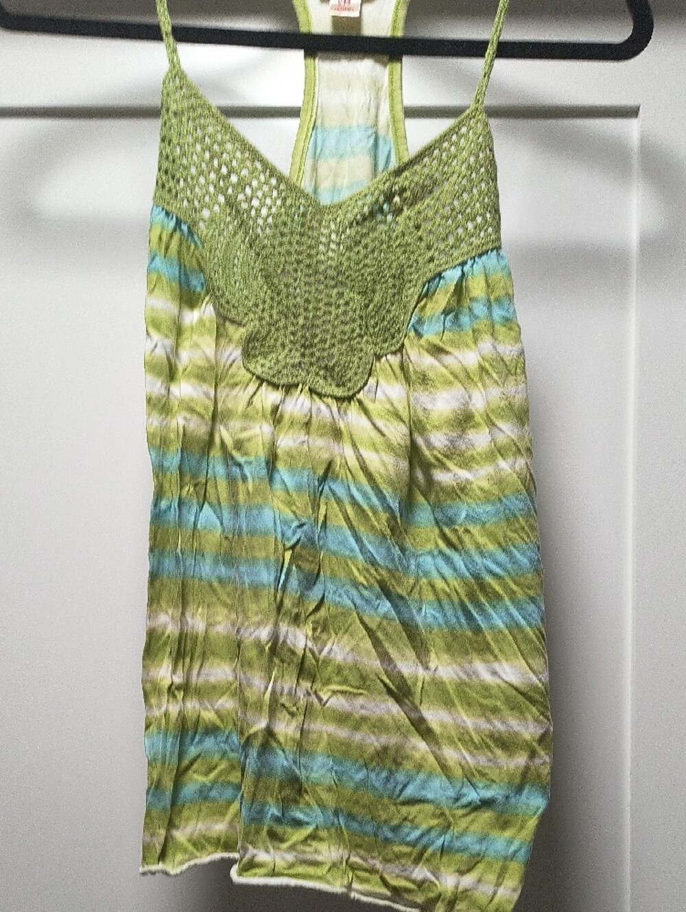 Mossimo Supply Co. Green Crochet-Trim Striped Tank with Blue & Cream Accents - Picture 5 of 6